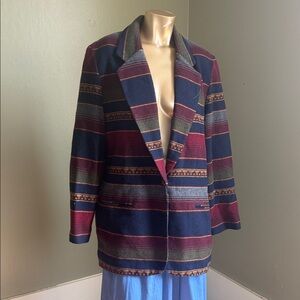 Requirements Burgundy and Navy Striped Blazer